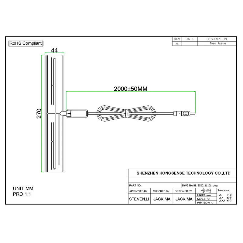 ISO Male DIN 41585 Connector 88-108MHz Patch Vehicle Radio FM Antenna