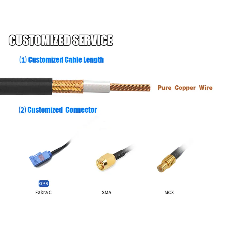 High quality 1575.42mhz Dua Active 30dbi External Adhesive Auto gps Gnss antenna  for car with sma/fakra/mcx Connector