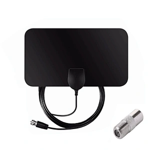 Indoor Signal Amplifier HDTV Digital TV Antenna VHF UHF Adapter Coax Cable TV Antenna