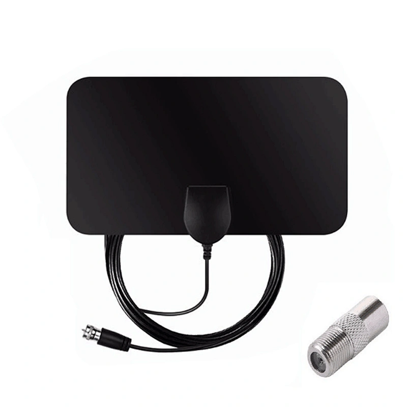 Indoor Signal Amplifier HDTV Digital TV Antenna VHF UHF Adapter Coax Cable TV Antenna