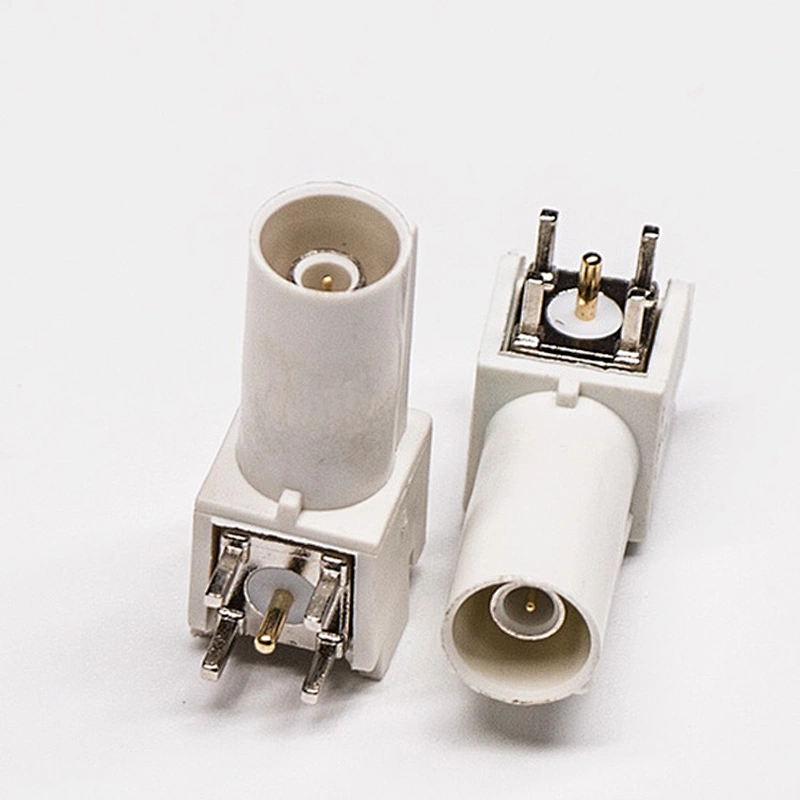 Fakra Connector Type B Right Angle White Through hole for PCB Mount