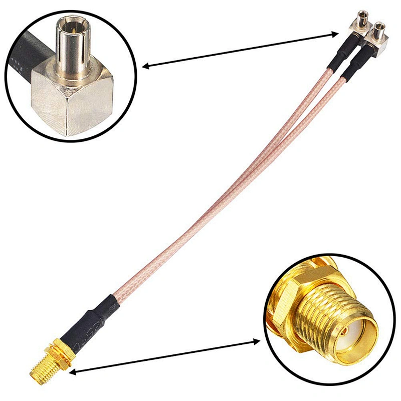 SMA Female to 2 TS9 Adapter FPV Antenna Extension RG178/RG316 Y Type Coaxial Cable