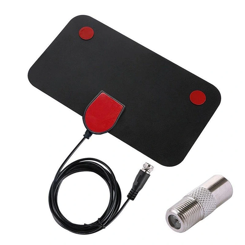 Indoor Signal Amplifier HDTV Digital TV Antenna VHF UHF Adapter Coax Cable TV Antenna