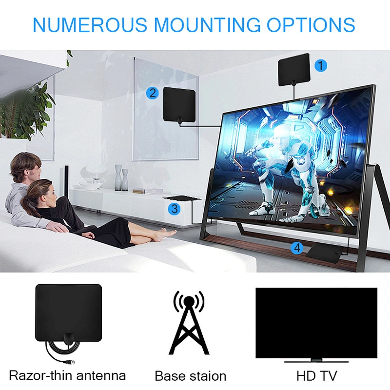 Customizable Upgrade High Quality Indoor Adapter Coax Cable TV Antenna with IEC Connector