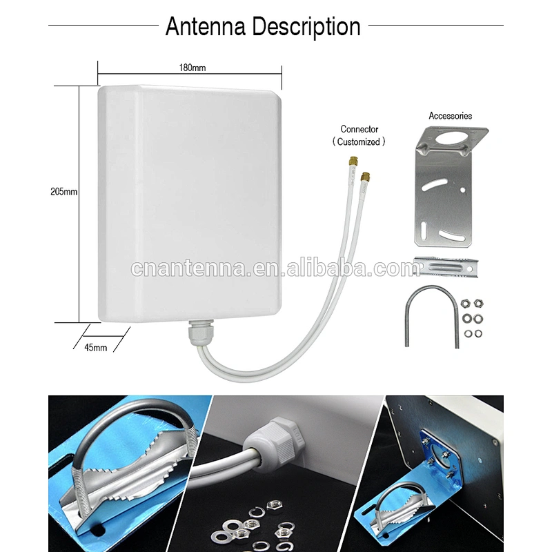 High Gain 10dbi  2x2 Mimo 2.4ghz 3g 4g Lte Antenna Fixed Mount Panel Dual Polarized MIMO Antenna