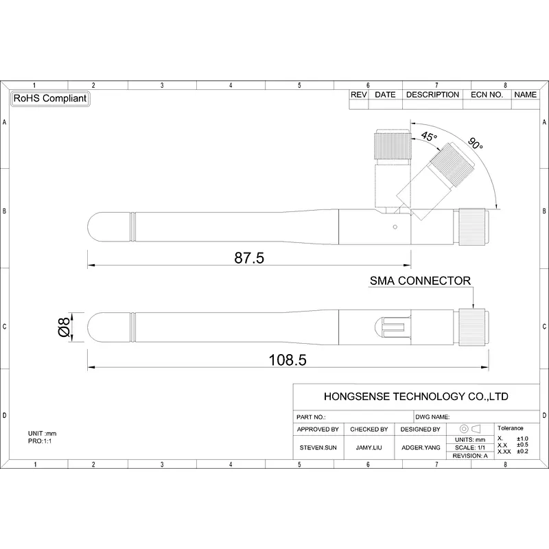 2dBi Small Indoor GSM Wireless Device External Antenna