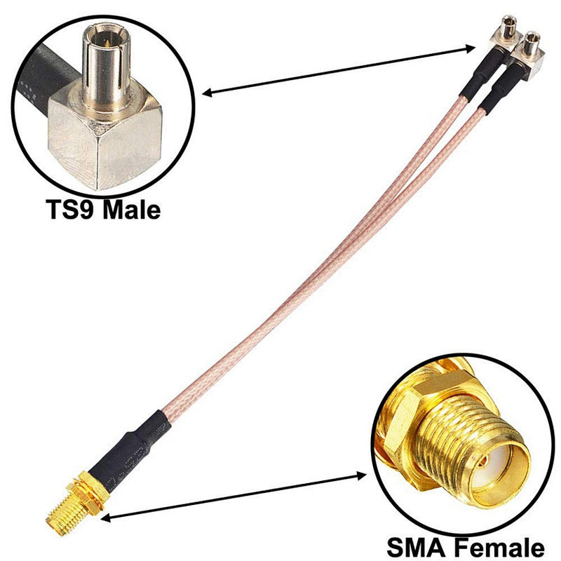 SMA Female to 2 TS9 Adapter FPV Antenna Extension RG178/RG316 Y Type Coaxial Cable