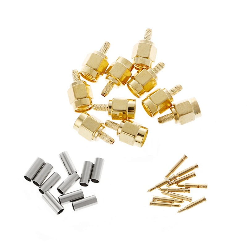 SMA-Male Connector BRASS gold-plated Jack crimp RG174 RG316 LMR100 LMR200 LMR240 cable