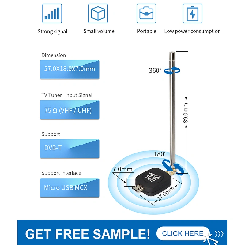 DVB DVBT TV Antenna for Android Mobile Phone Portable Mini USB Digital TV Antenna