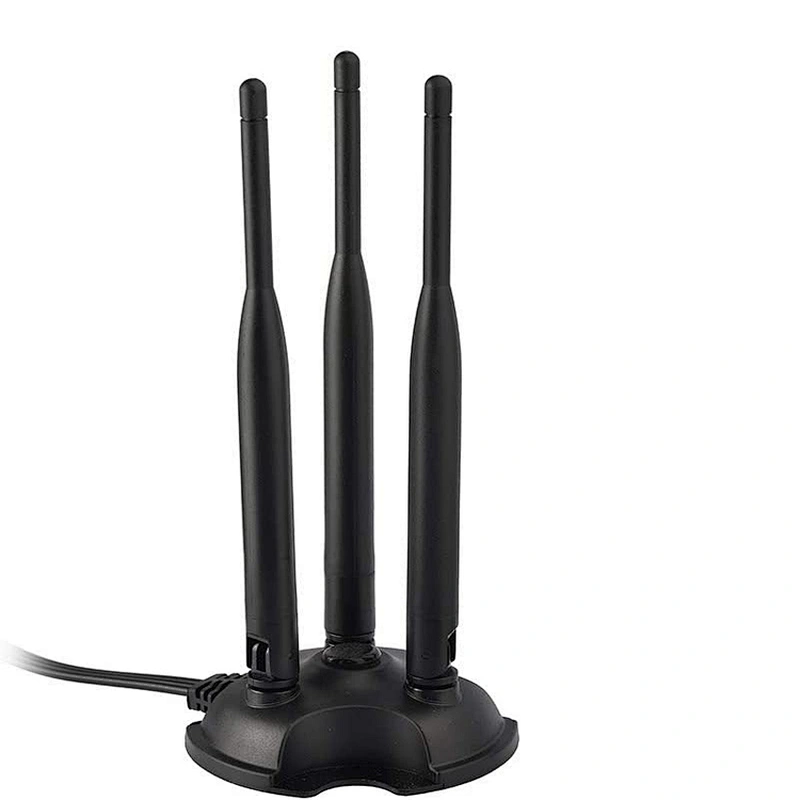 Dual Band 2.4GHz - 5.8GHz with RP-SMA Connector Treble Antenna Magnetic Base for Wireless Network Router Magnet WIFI Antenna