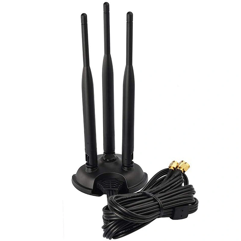 Dual Band 2.4GHz - 5.8GHz with RP-SMA Connector Treble Antenna Magnetic Base for Wireless Network Router Magnet WIFI Antenna