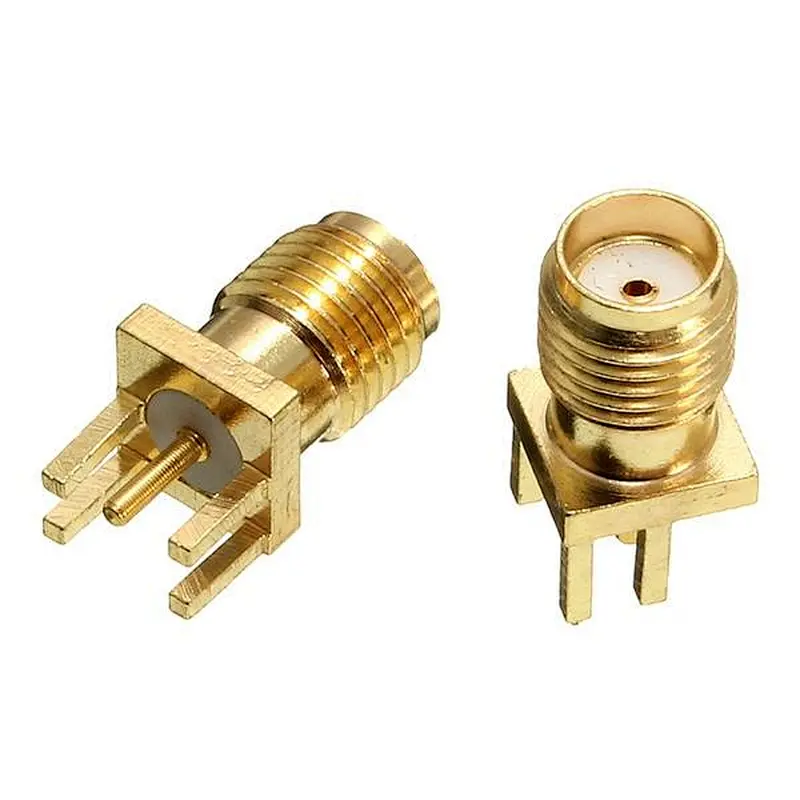 SMA Female Jack Solder Nut Edge PCB Clip Straight Mo Nut Edge PCB Clip Straight Mount Gold Plated RF Connector Receptacle Solder