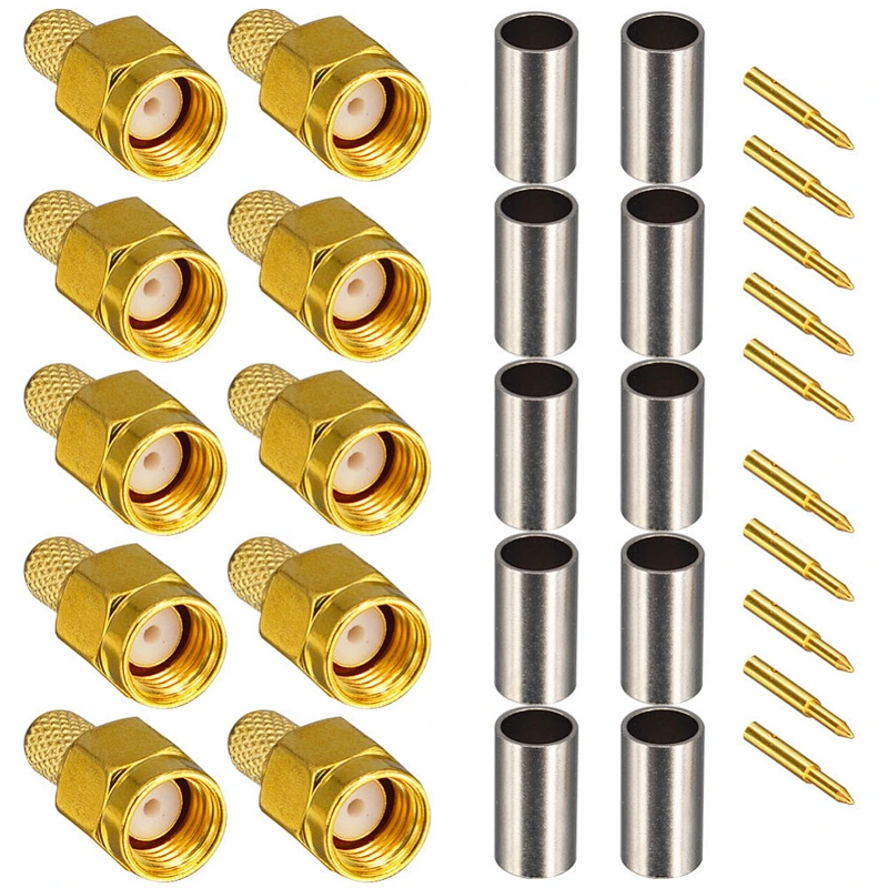 SMA-Male Connector BRASS gold-plated Jack crimp RG174 RG316 LMR100 LMR200 LMR240 cable