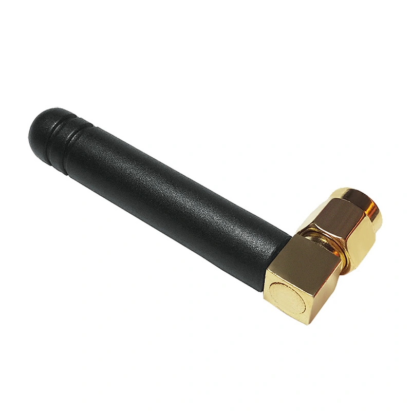 Factory price 2dbi gain 868MHz SMA Male Right Angle Rubber Antenna