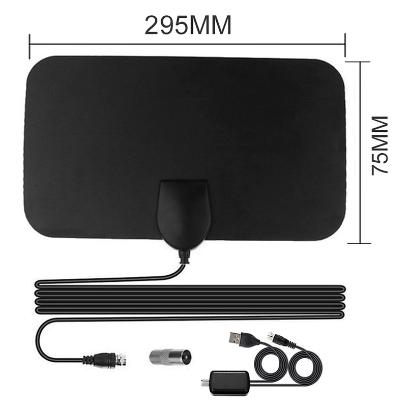 Indoor Signal Amplifier HDTV Digital TV Antenna VHF UHF Adapter Coax Cable TV Antenna