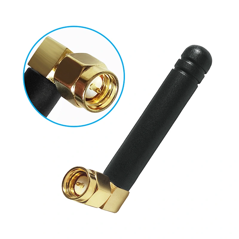 Factory price 2dbi gain 868MHz SMA Male Right Angle Rubber Antenna