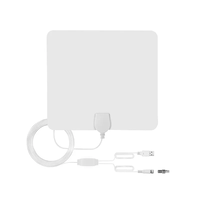 White VHF UHF Channels Searching TV Antenna Amplified Digital TV Signal Antenna Up to 120 Miles