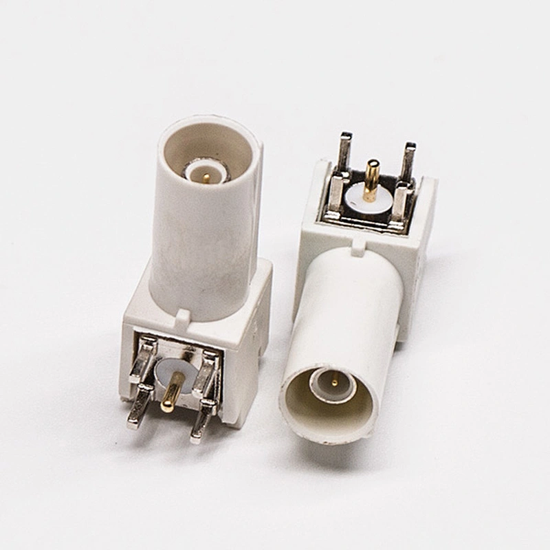 Fakra Connector Type B Right Angle White Through hole for PCB Mount