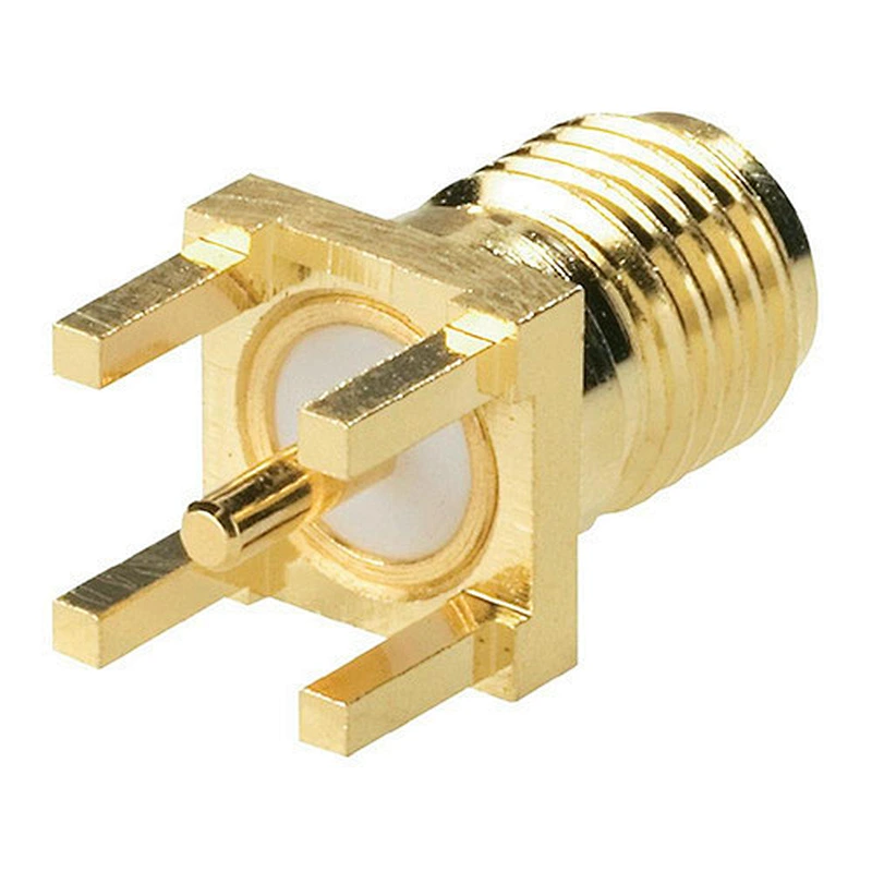 Gold-Plated SMA female Edge PCB Mount Coaxial Connector RF adapter