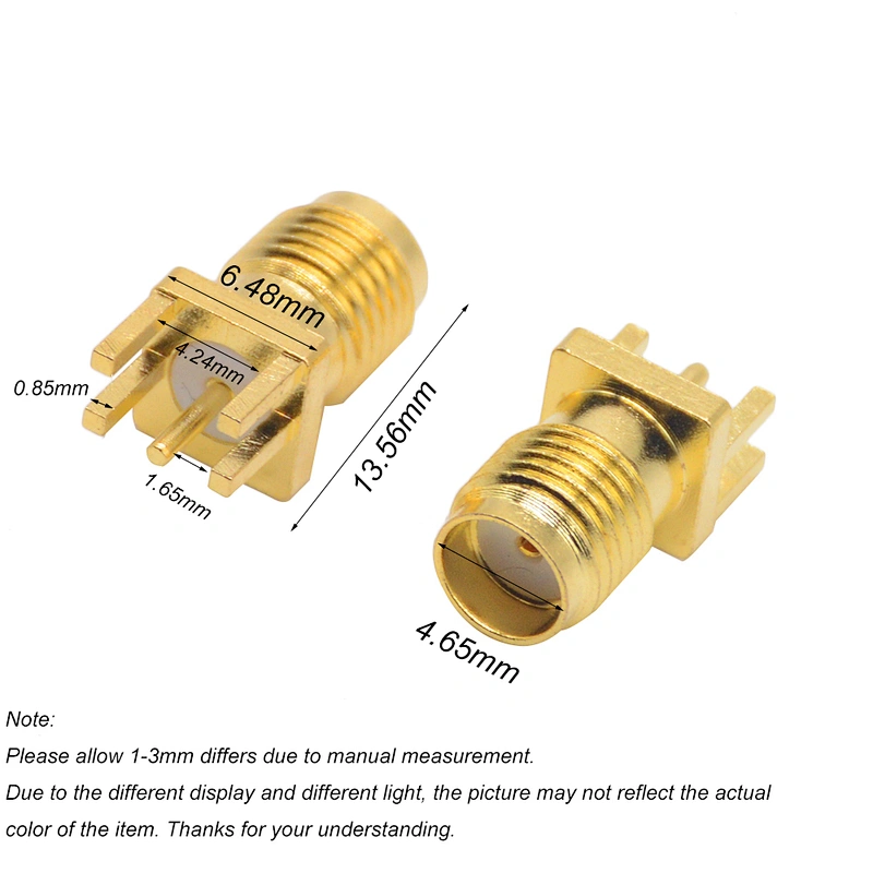 Gold-Plated SMA female Edge PCB Mount Coaxial Connector RF adapter