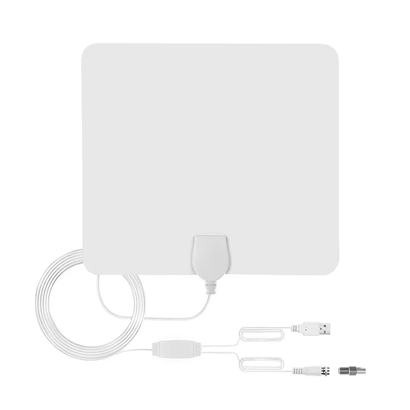 White VHF UHF Channels Searching TV Antenna Amplified Digital TV Signal Antenna Up to 120 Miles