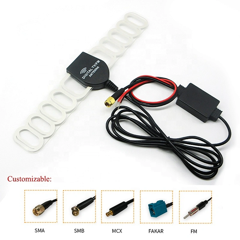 High Gain 23dBi UHF VHF Car Patch Antenna Amplified Satellite Digital TV Antenna For Car