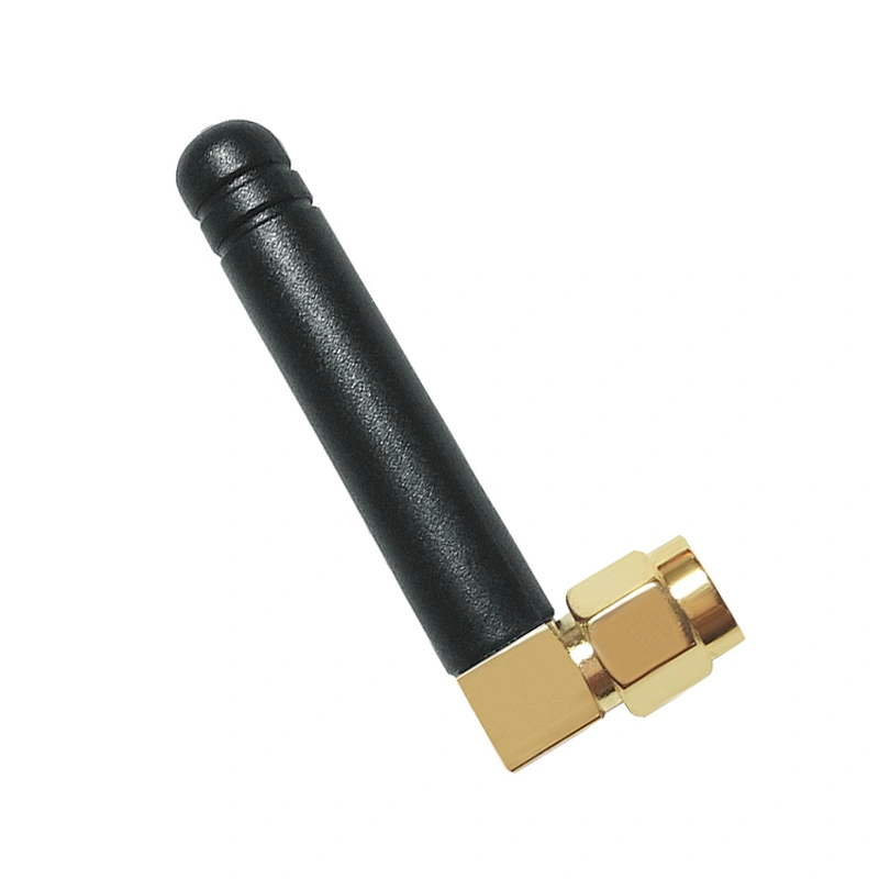 Factory price 2dbi gain 868MHz SMA Male Right Angle Rubber Antenna