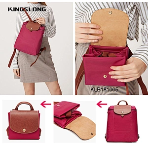 Kingslong fashion foldable tote bag backpack for ladies