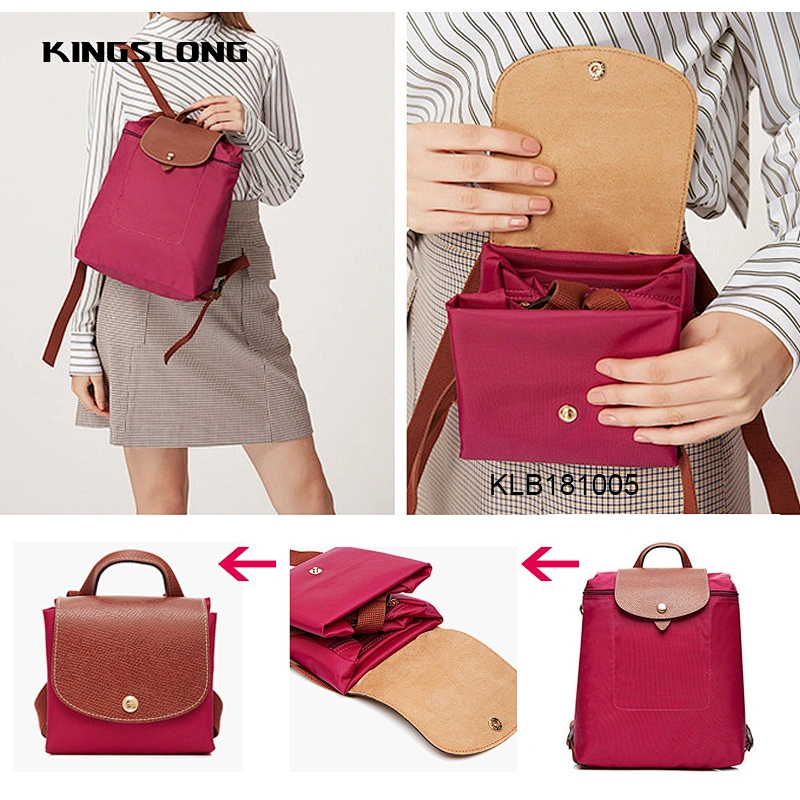 Kingslong fashion foldable tote bag backpack for ladies