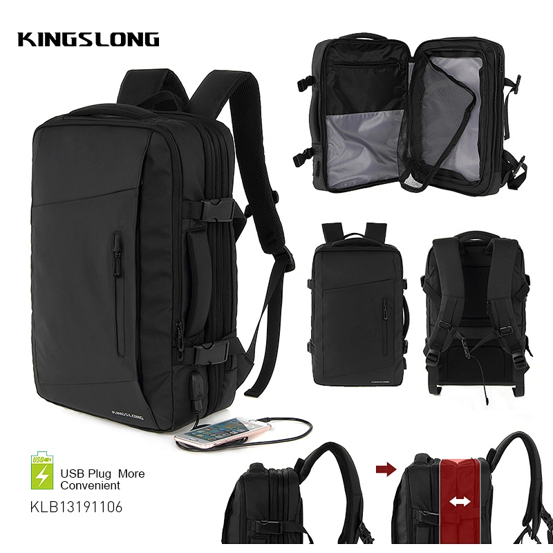 College Men Casual Smart Travel Dayback RPET Polyester Blank Business Laptop Waterproof USB Expandable Backpack