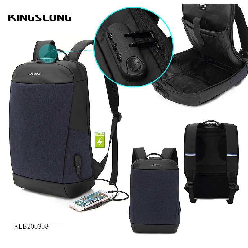 Viajes de negocios de ocio 15,6 pulgadas hombres anti-robo laptop mochila puerto de carga USB