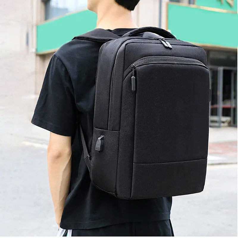 Waterproof Large Polyester Outdoor Office Bag Dark Gray Smart Computer Laptop Bags For Men Backpack