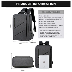 Gros multifonction USB pack 17 pouces nylon anti-vol intelligent sac à dos pour ordinateur portable