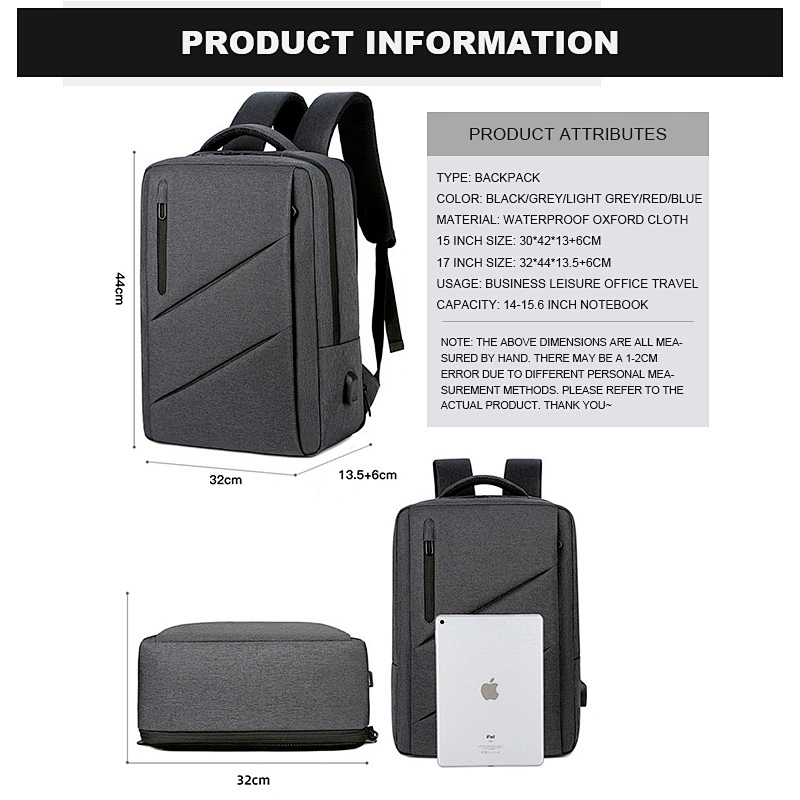 Gros multifonction USB pack 17 pouces nylon anti-vol intelligent sac à dos pour ordinateur portable