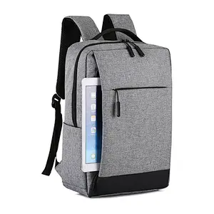 Water Resistant Custom Grey Business Smart Laptop Bag Student Backpack With Usb Port