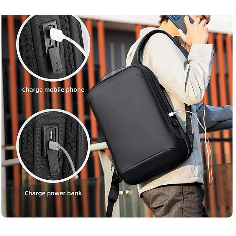 Wholesale Smart Water Resistant USB Black Travel Bag Mochilas Escolares Men Cool Leisure Slim Laptop President Backpack