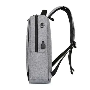 Water Resistant Custom Grey Business Smart Laptop Bag Student Backpack With Usb Port
