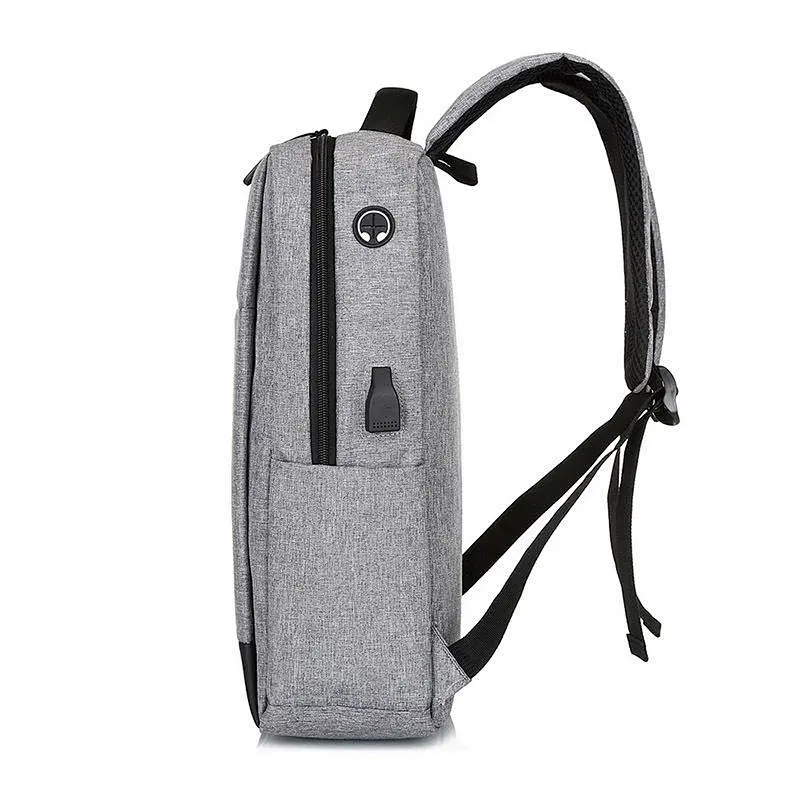 Water Resistant Custom Grey Business Smart Laptop Bag Student Backpack With Usb Port