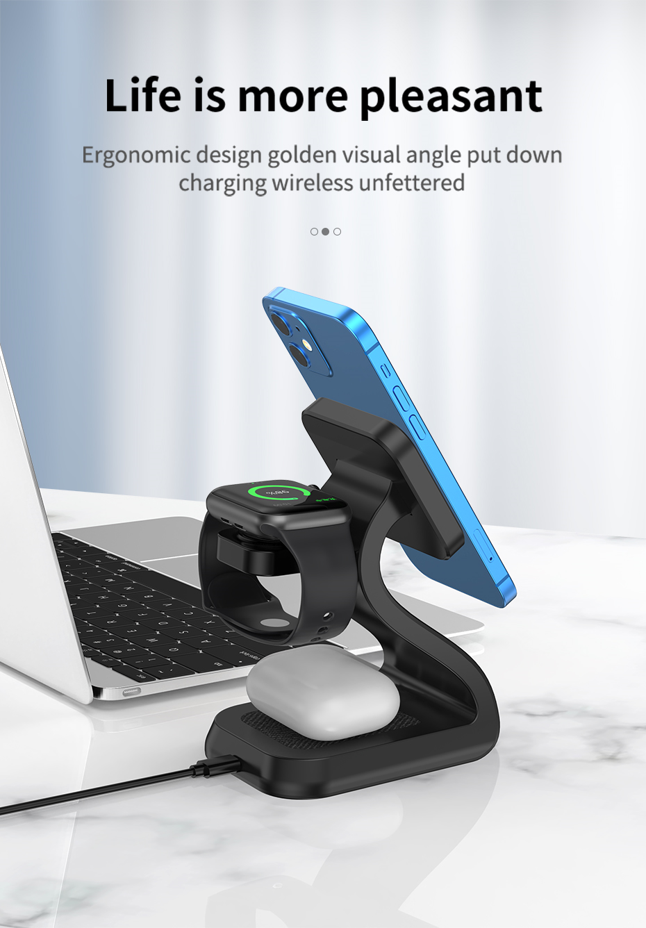 JEDI H20 New Multifunction Mag Safe Chargers Mobile Phone Headphone Watch 4in1 Qi Magnetic Wireless Charger