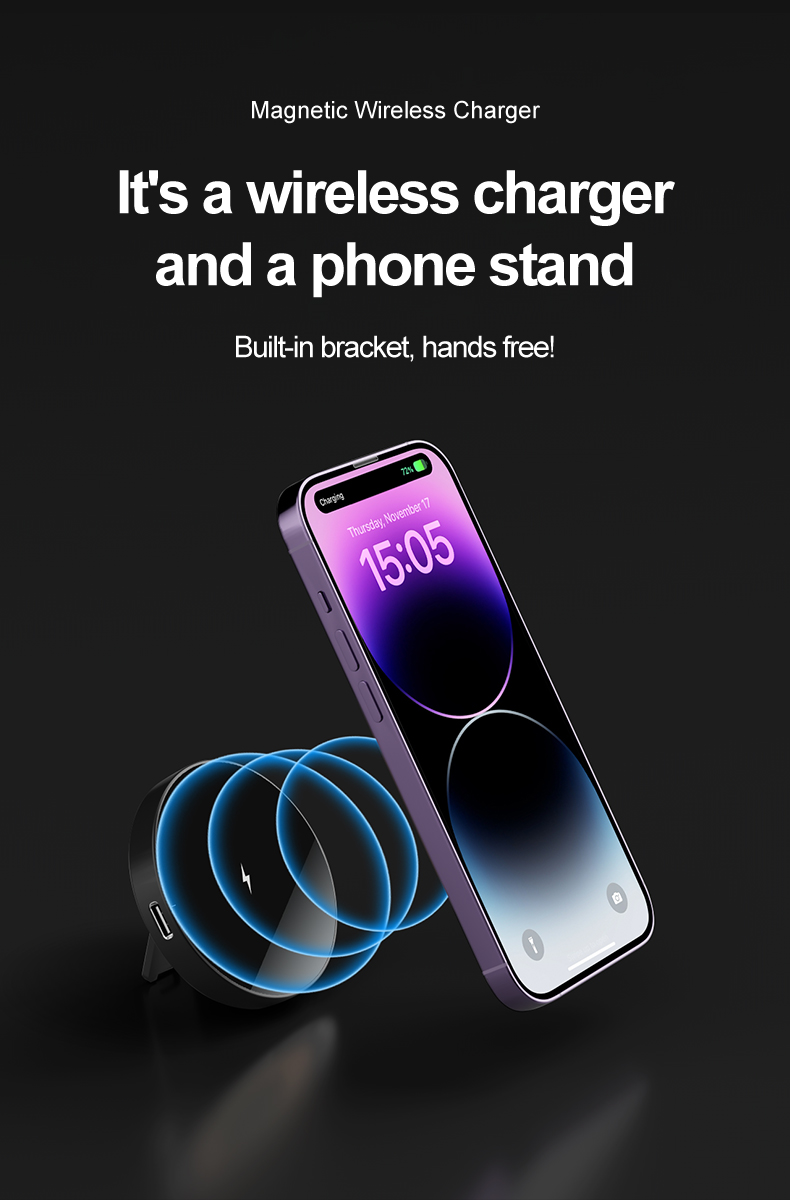 2 In 1 High Quality Portable Fast Charging Magnetic Wireless Charger