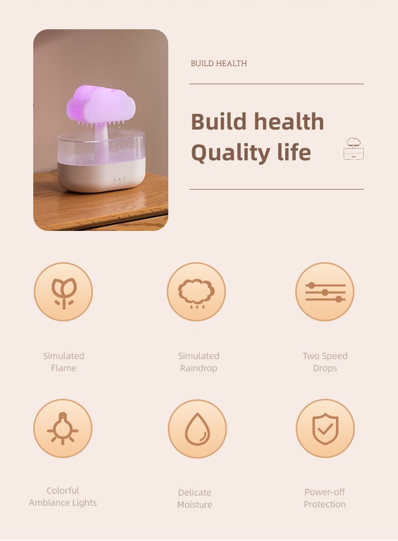 2023 new unique product Creative Colorful Light Rain Fragrance Desktop Office Fragrance Cloud Rain Cloud Humidifier diffuser
