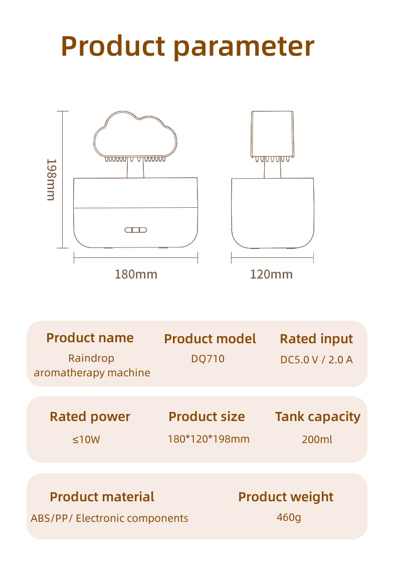 2023 new unique product Creative Colorful Light Rain Fragrance Desktop Office Fragrance Cloud Rain Cloud Humidifier diffuser