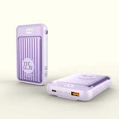 2024 transparent magnetic  power bank  Cable Build-In 10000Mah In Charge Power Bank Build Incable