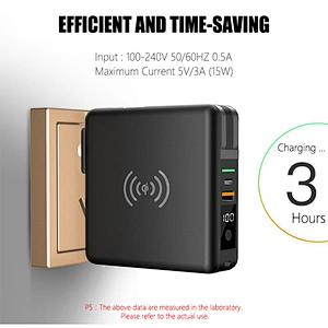 3 in 1 wireless power bank 10000m  slim built in cable 3 in 1 wireless power bank