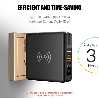 3 in 1 wireless power bank 10000m  slim built in cable 3 in 1 wireless power bank