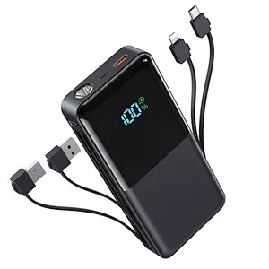 Multifunction Cable 10000Mah Build Charge For Samsung Power Bank Wireless Charger Built In 4 Cables