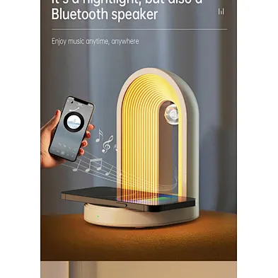 Light Speaker 3 In 1 Led Stand Up Night Indoor Adjustable Nightlight Portable Qi Fast Charging Wireless Charger