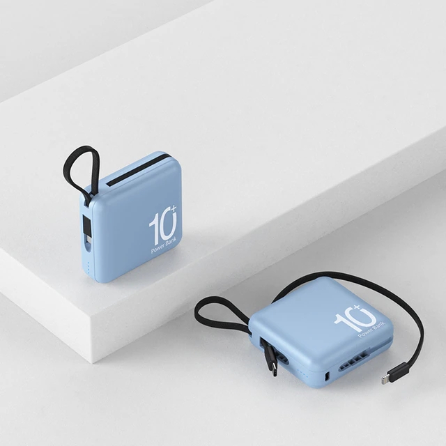 Portable Charger Built-In Mini Cable External Battery 2 Cables 10000Ma Powerbank Multifunction 100000Mah For Mobile Power Bank
