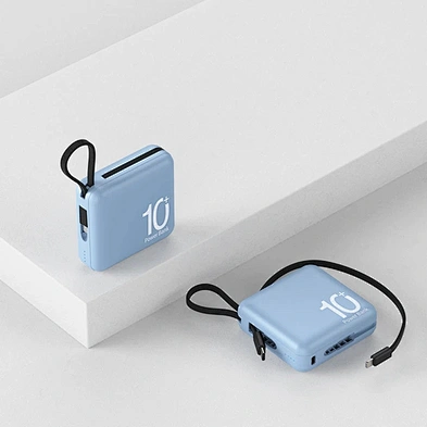 Portable Charger Built-In Mini Cable External Battery 2 Cables 10000Ma Powerbank Multifunction 100000Mah For Mobile Power Bank