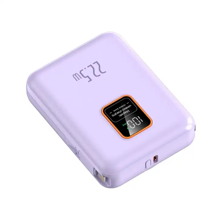 2024 NEW Built In Cables Fast Charging Portable 15W 10000 Mah Smart Wallet With Power Bank And Wireless Charger